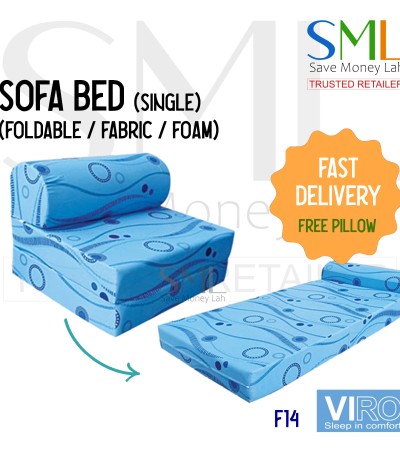 Foldable Fabric Sofa Bed - Foam Type (Single Size) - Medium Firm - 5 designs - Viro
