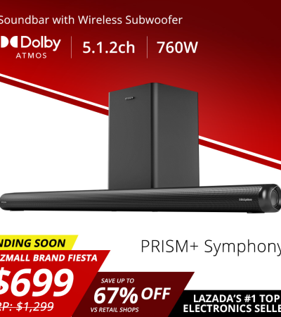 PRISM+ Symphony 5.1.2ch Soundbar with Dolby Atmos | 760W | Wireless Subwoofer | Wireless Music Streaming | Bluetooth 5.0