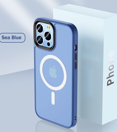 高品质半透明哑光磁性手机壳适用于iPhone 12 13 14 Pro Max 14 Plus防震硅胶边缘软保护外壳豪华保险杠哑光硬后盖